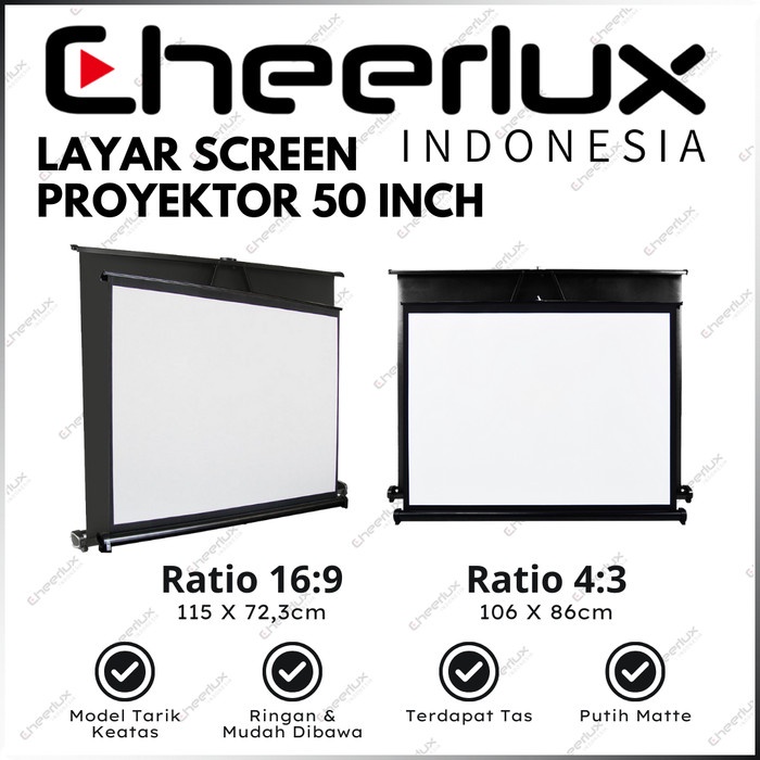 Terlaris Layar Proyektor Lipat 50 Inch Table Screen Projector 50" Portable