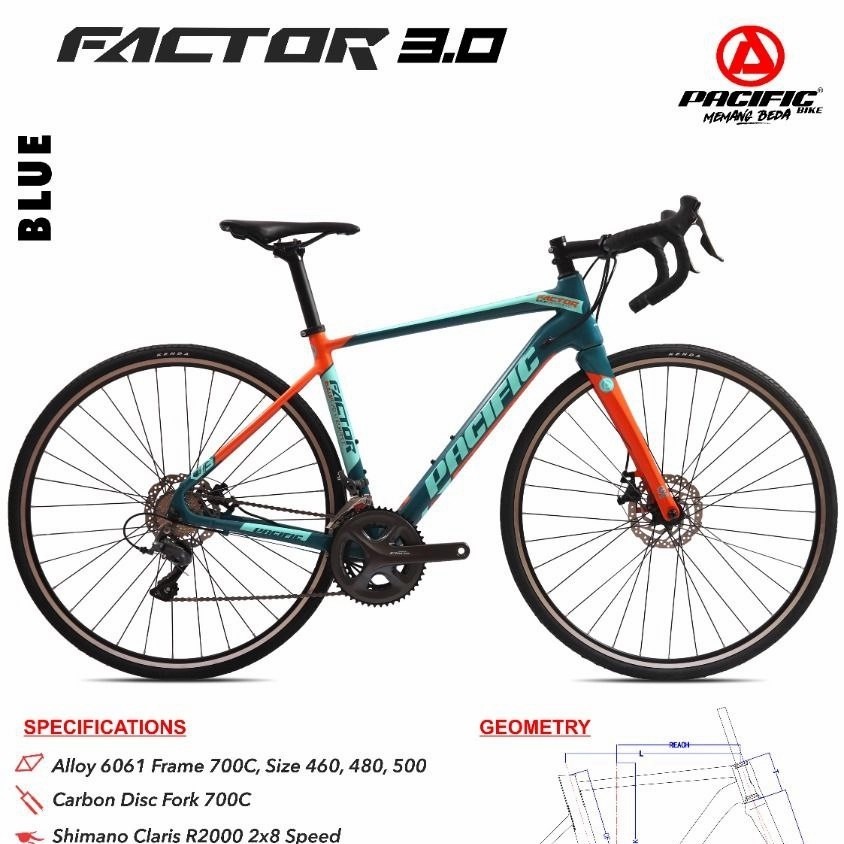 roadbike 700C PACIFIC FACTOR 3.0 FRAME ALLOY FULL SHIMANO ORIGINAL