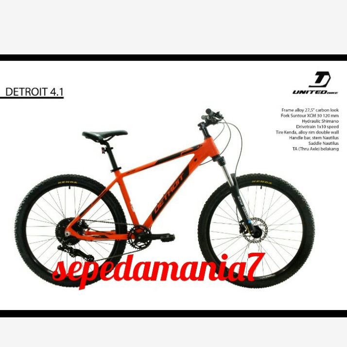 sepeda gunung 27,5" UNITED DETROIT 4.1 ALLOY carbon look 10 SPEED