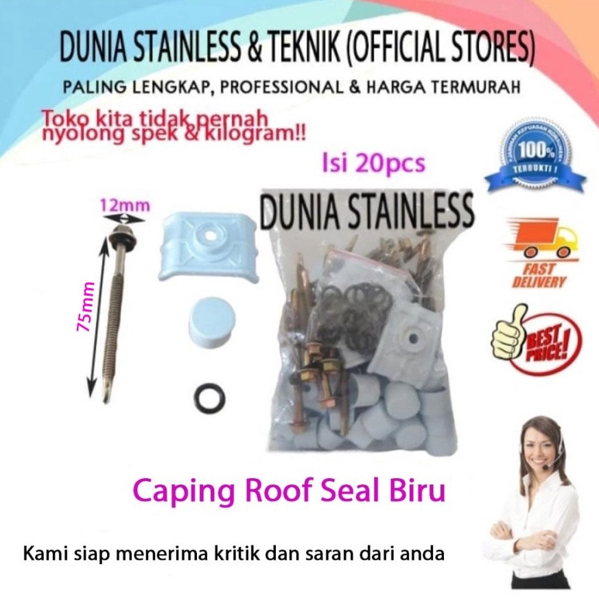 TERBARU. Baut Caping Roof Seal Blue Atap Ecoroof Alderon UPVC per20pcs