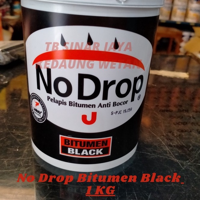 SALE TERBATAS. CAT PELAPIS ANTI BOCOR NO DROP BITUMEN BLACK 1KG / NODROP 1KG BITUMEN BLACK / NO DROP