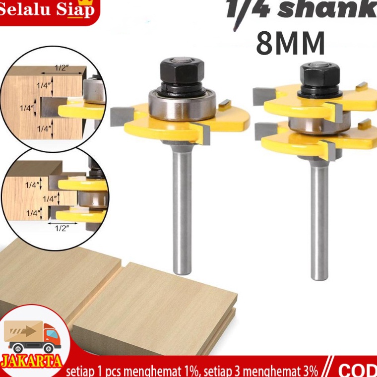 BEST SELLER. {pasangan}1/4 mata router profil sambungan kayu panel pintu slot set Tongue & Groove As