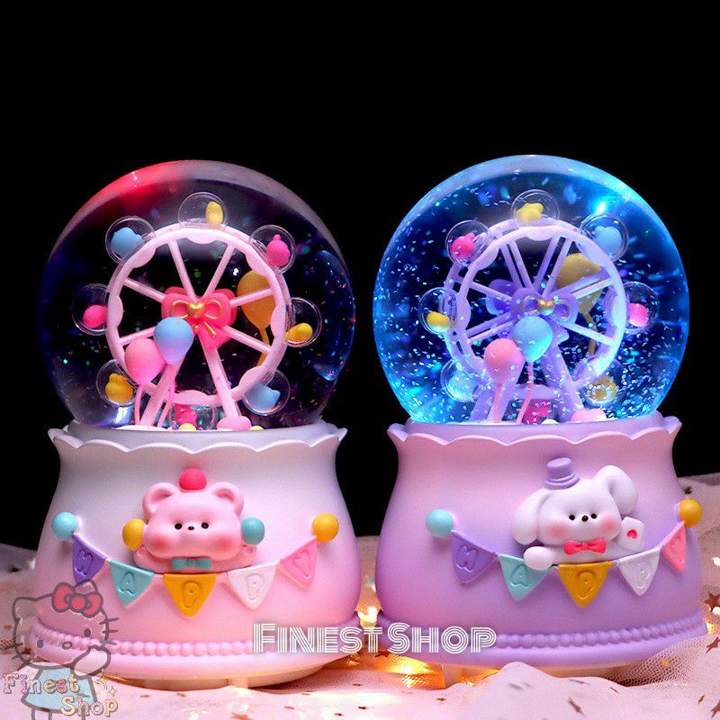 Snowball Kotak Musik Bola Kristal Salju BERPUTAR Kado Hiasan Lampu Music Box Surprise Gift JUMBO Paj