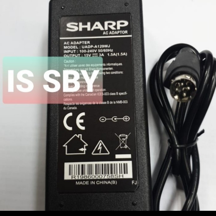 Best Seller Ac Adaptor Sharp 15V 3A Power Kabel Tv Lcd Sharp 4 Pin 22-24Inch