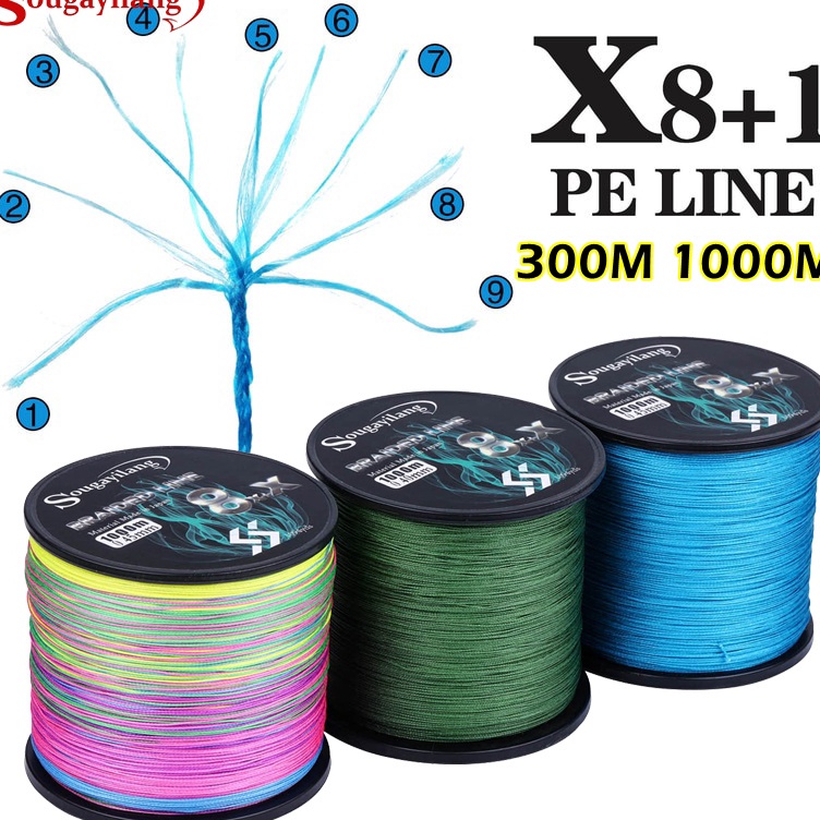 - Sougayilang Senar PE X8+1 300M 1000M Senar Pancing X9 Kuat Dan Anti Keriting Braided Benang PE ben