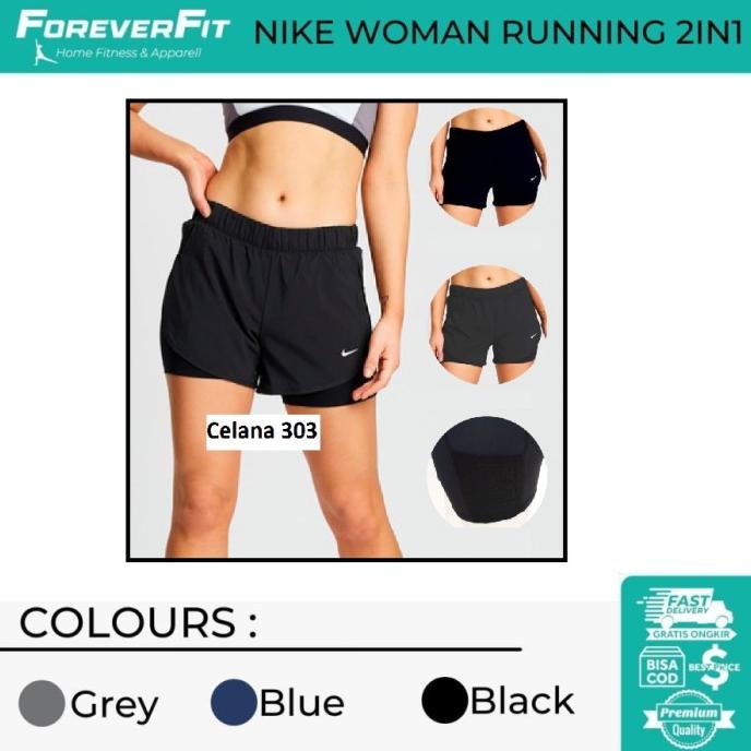 Premium NIKE Woman Running 2in1 Celana Pendek Wanita Inner Legging ORI