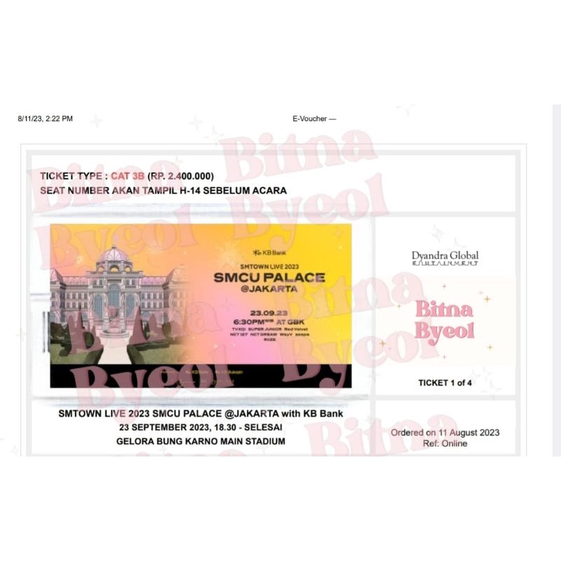 WTS Tiket Konser SMTOWN LIVE 2023 SMCU PALACE @JKT CAT 3 + FREEBIES Official SM