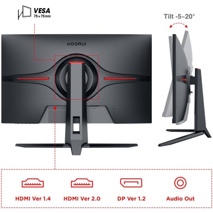 KOORUI Monitor 27E1Q 27inch 2K 144Hz Rotary Lifting E-Sports Display