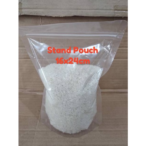 TERBAIK. Isi 100 pcs Standing Pouch Transparan 16x24cm Plastik Klip Bening Berdiri Impor
