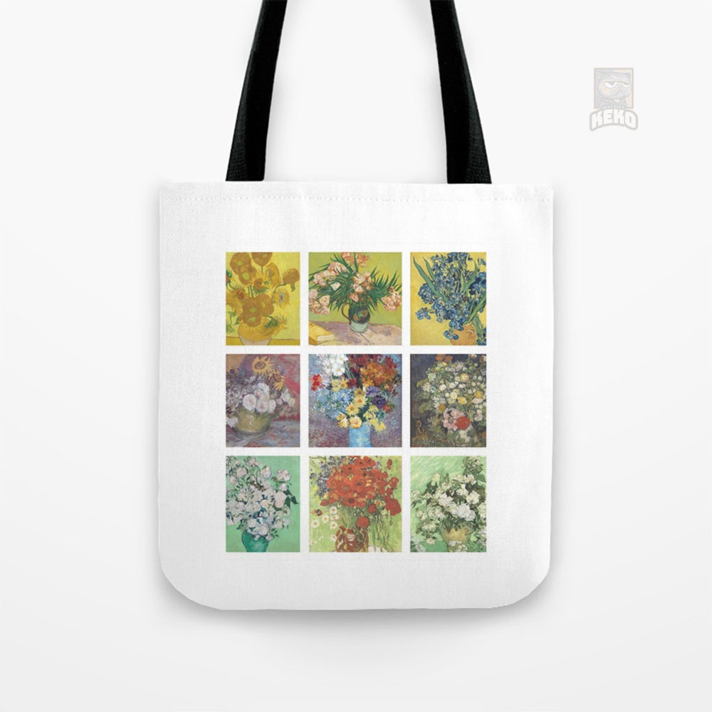 Tote Bag Kanvas Van Gogh Flower collage