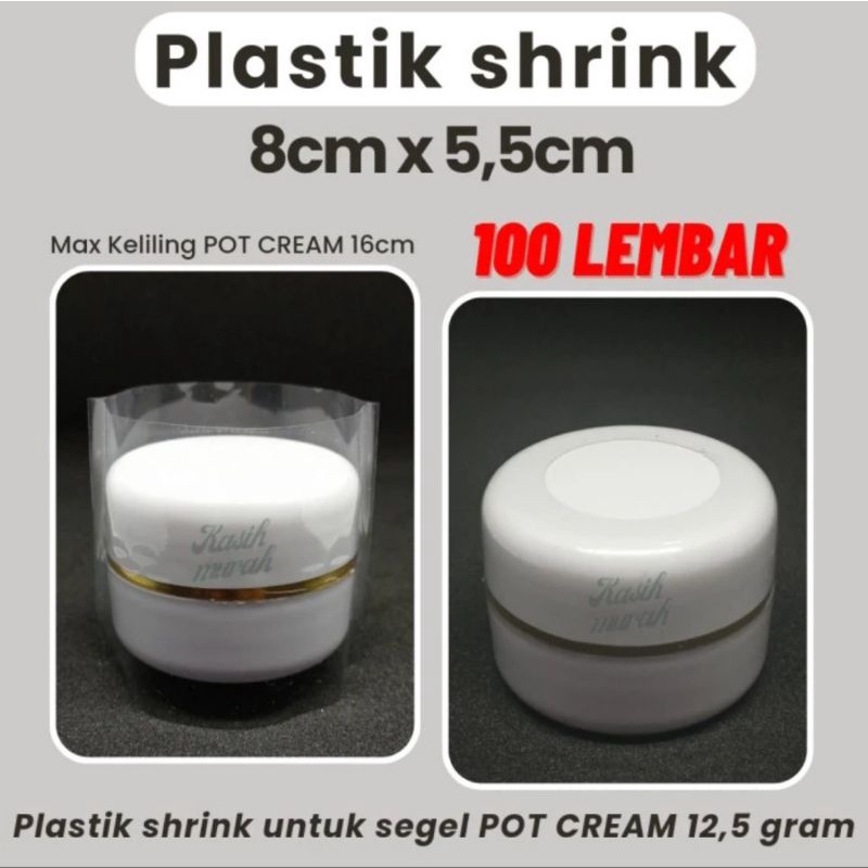 

Plastik Shrink Plastik Segel Untuk Segel Pot Cream 12,5 gram - Ukuran 8cm x 5,5cm - 100 Lembar