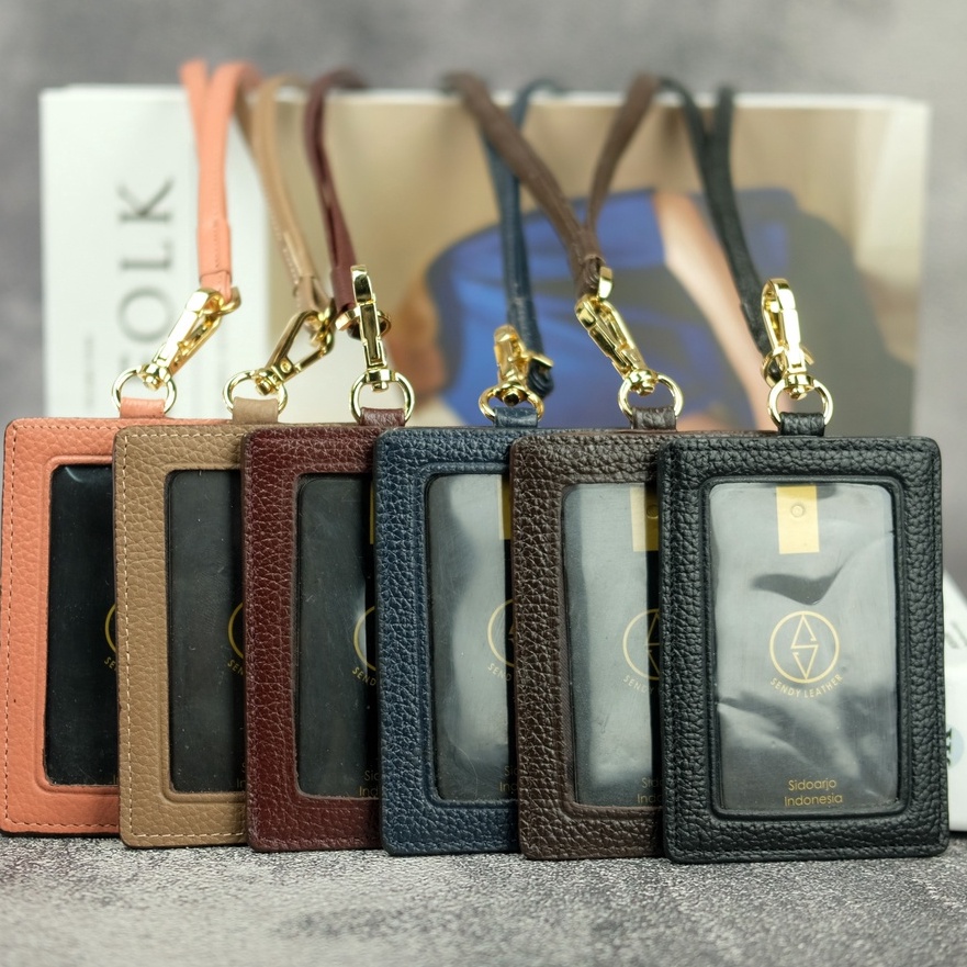 

✨ Sendy Leather VALENCIA Lanyard Name Tag Id Card Kulit Sapi Asli !!