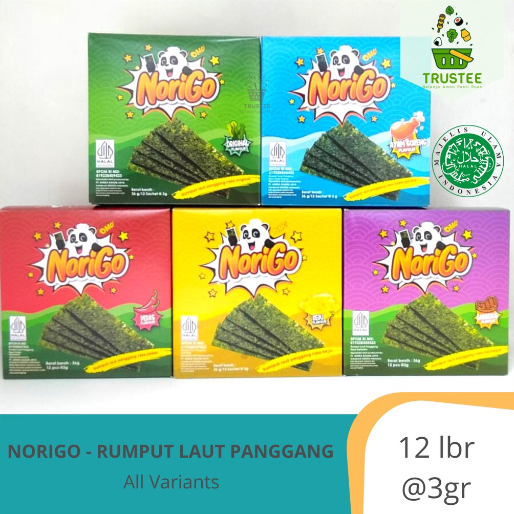 

Murah.. NORIGO Nori Sachet / Seaweed Snack / Camilan Rumput Laut Sachet Halal 81