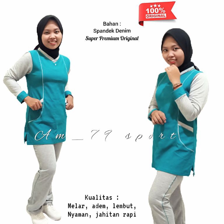 Stok Terbatas.. BAJU OLAHRAGA MUSLIM SYARI WANITA BAJU SENAM TUNIK BAJU OLAHRAGA HIJABER