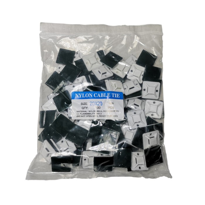 

Terlaris Kabel Tie Mount 20X20 (Pengait/Pengikat Kabel) Isi 100Pcs