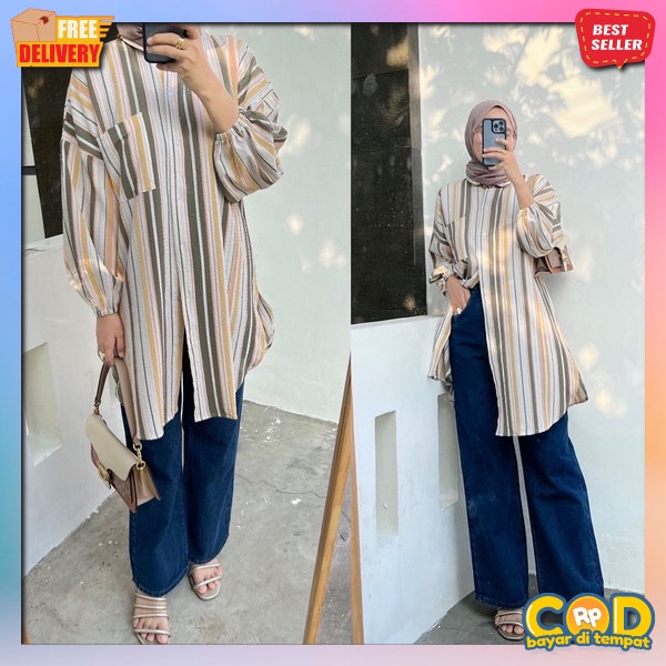 Tunik Fashion Muslimah Runik Perempuan Murah Thunik Modern Kekinian Tonik Cwek Korea Style Tunix Rem