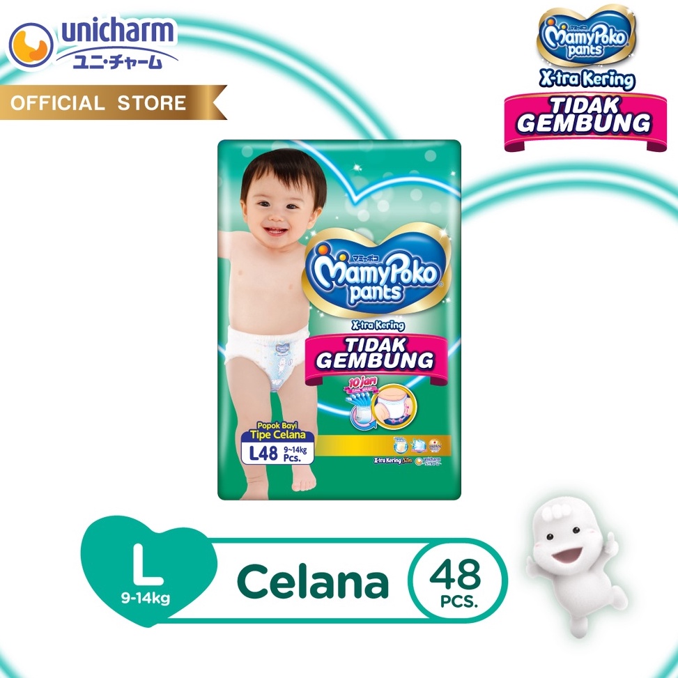 MENARIK. MamyPoko Pants X-tra Kering Slim Tidak Gembung - L 48 - Popok Celana