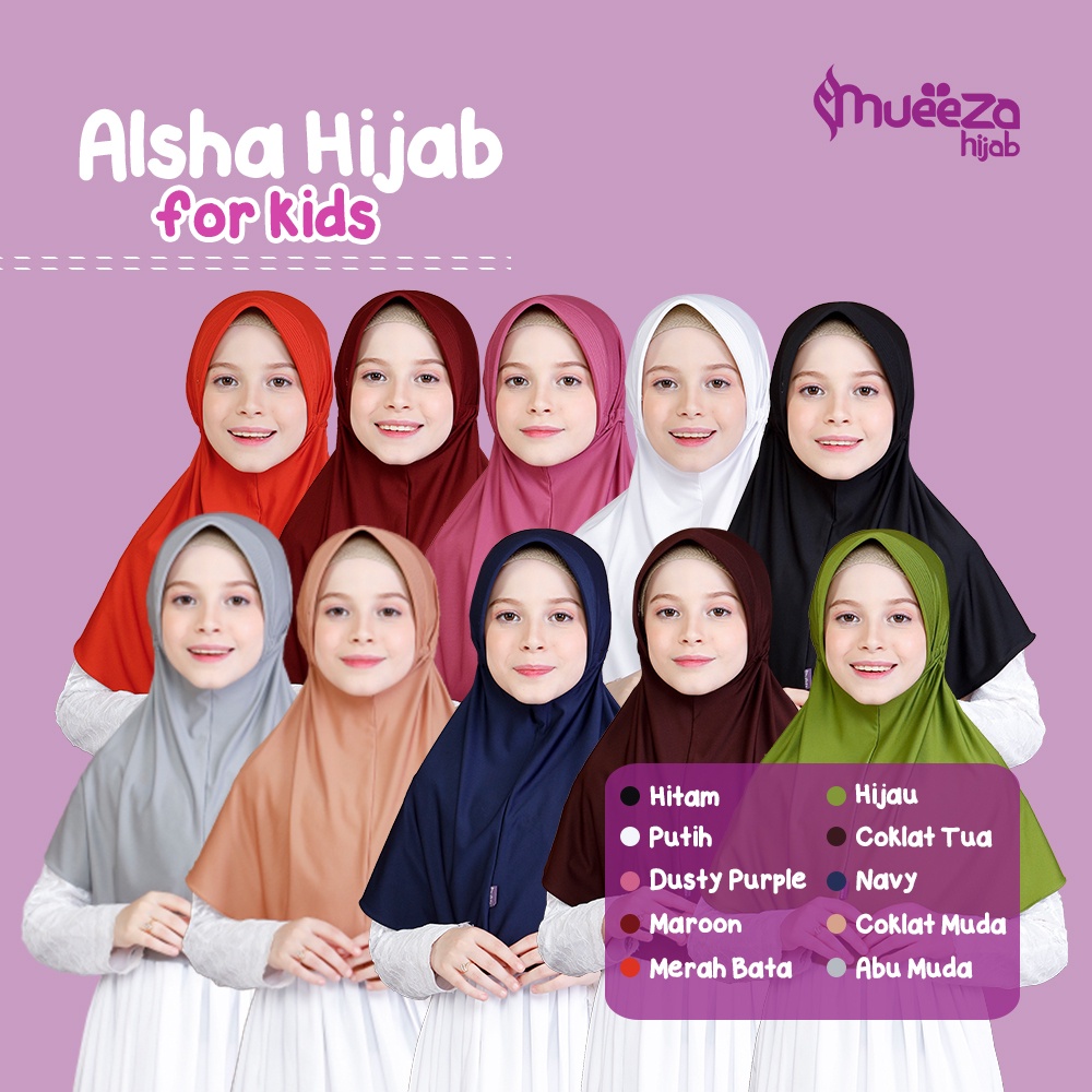 Jilbab Anak Sekolah Sd Umur 8 Tahun Bahan Jersey Kerudung Instan Alsha Mueeza Hijab