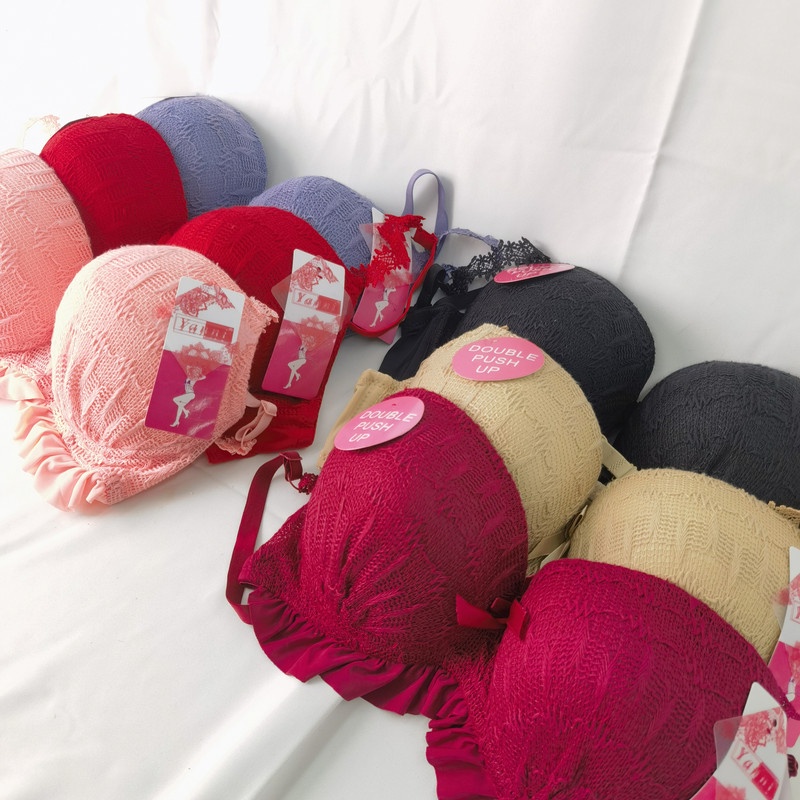 Bra Set BH dan CD Celana Dalam Wanita Renda Rempel Setelan Pakaian Dalam Renda Set Bra Push Up Kawat