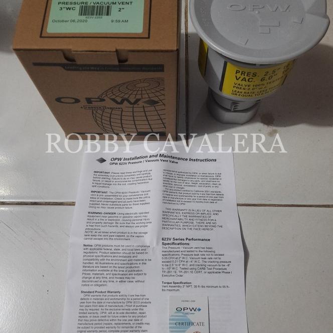 Pv Vent Valve Opw 623V Pressure Vacuum Upward Vent 2" Ul Pertashop