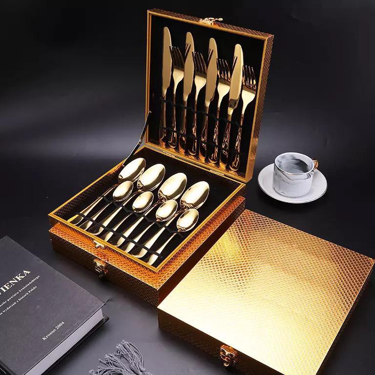 

✨Original✨ paket set sendok stainless hampers gift kado 16pcs / dinner table cutlery set souvenir with gold box grosir