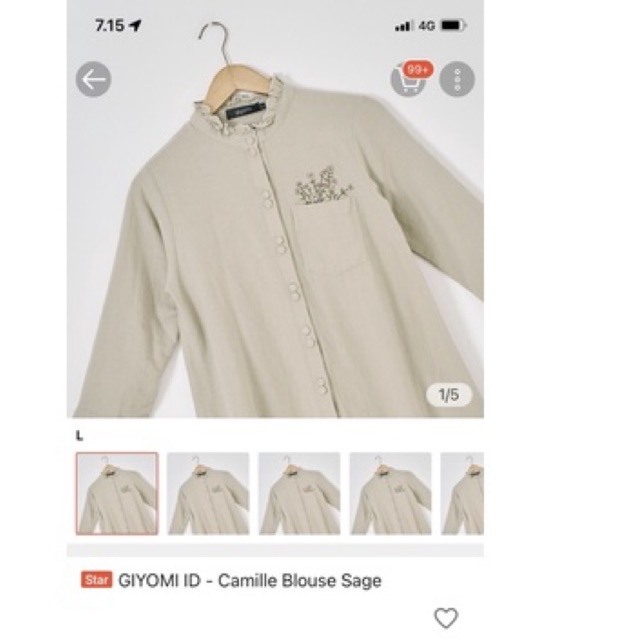 Camille Blouse Sage by GIYOMI Size S