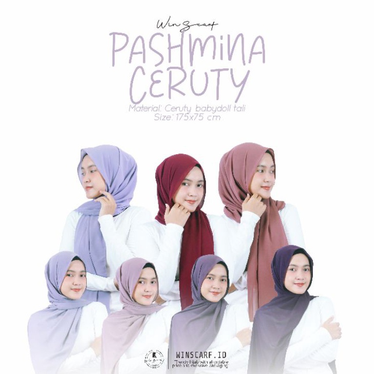 Produk Keren Hijab pashmina ceruty babydoll warna ungu purple lavender taro lilac magenta murah