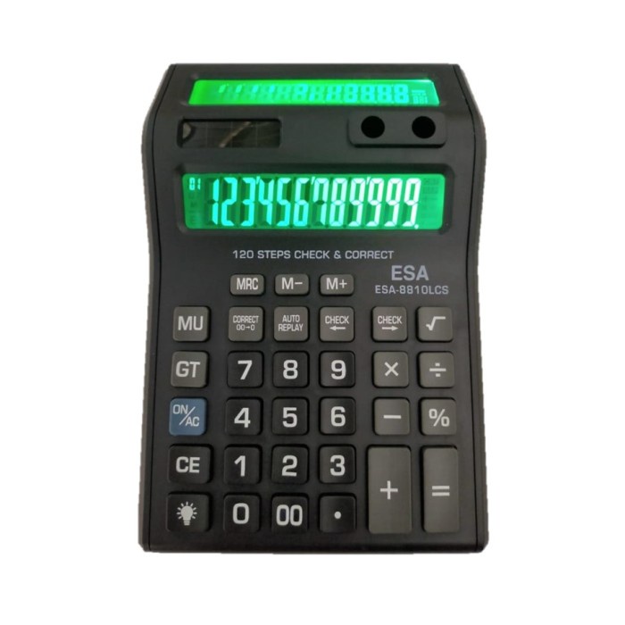 

Kalkulator Led 2 Layar Double Screen Check Correct Esa 8810Lcs