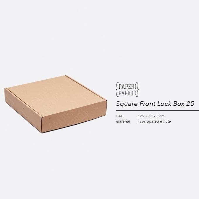 ~~~~~] Square Front Lock Box 25 x 25 x 5 cm , Untuk Kue, Pizza, Online Shop