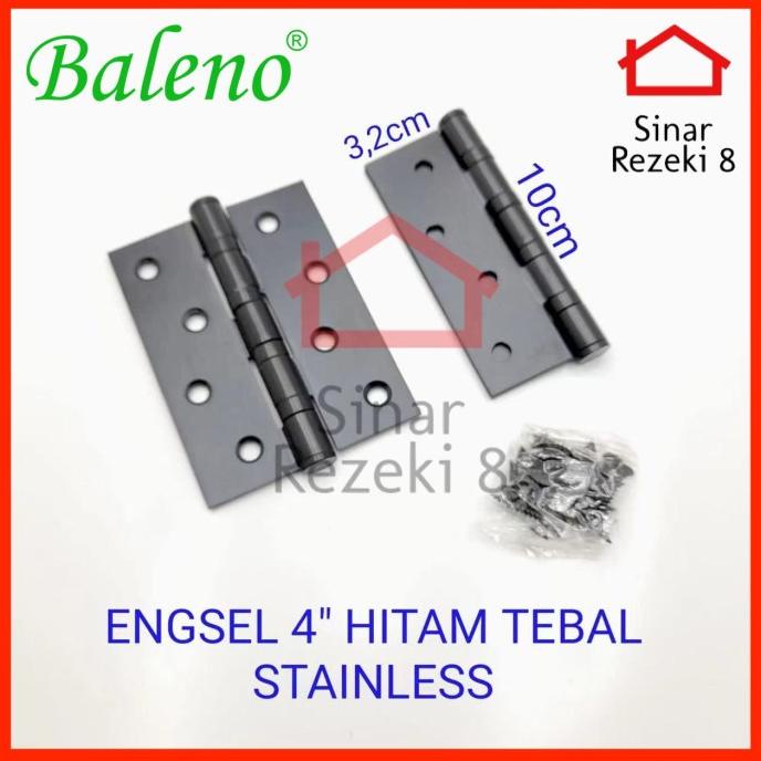 Produk Terbaik] Engsel Kupu 4" Inch Baleno STAINLESS Hitam / Pintu Rumah Kamar 4x3x2
