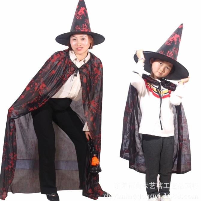 

Terlaris Kostum Halloween Jubah Darah Merah Set +Topi Cosplay Hantu Anak Dewasa Berkualitas