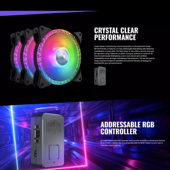 Cooler Master MasterFan MF120 Prismatic - 3pack 12CM Fan Case