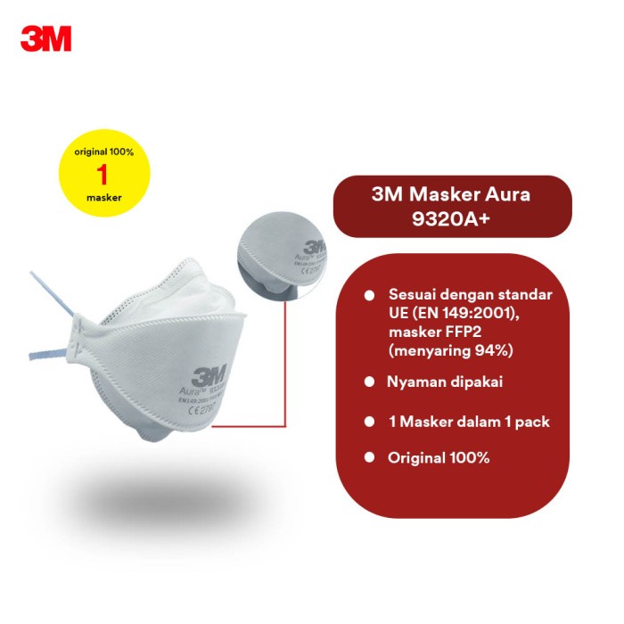 Ready  3M Masker Aura 9320A+ Masker Particulate Respirator (FFP2) - 1 Pcs