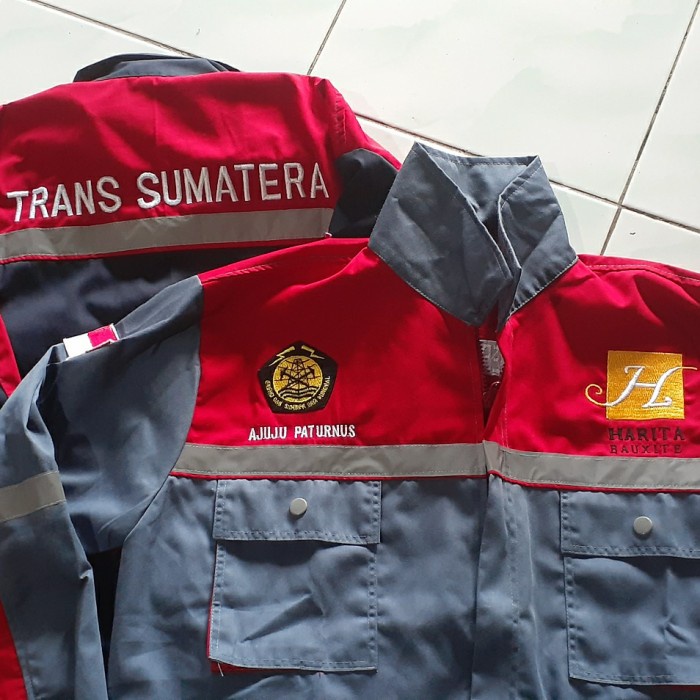 Ready  Bordir nama, logo,nama perusahaan,wearpack safety,baju kerja,seragam k