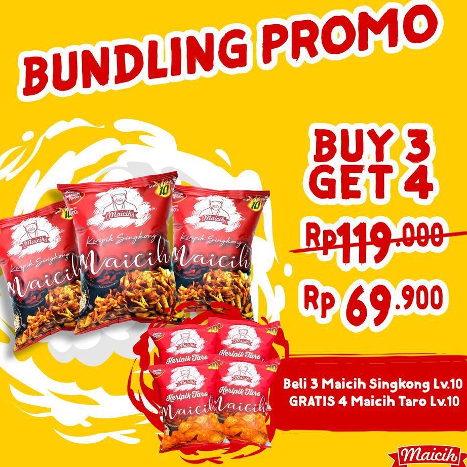 

Murah Banget BUY 3 GET 4 // 3 Varian Maicih GRATIS 4 Maicih Keripik Taro Lv 10 Terkini