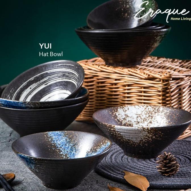 Yui Japanese Hat Bowl / Mangkok Mie Ramen Keramik Rustic Jepang Unik