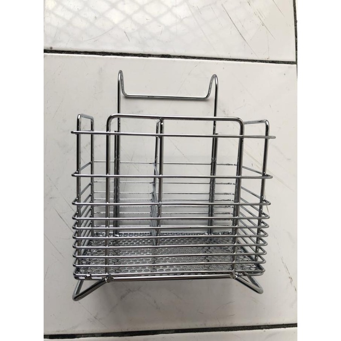 Tempat Sendok Garpu Gantung Bediri Stainless Besi