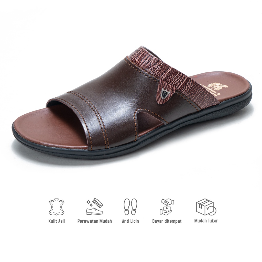 Sandal Pria Casual Bahan Kulit Kokop Slop Sendal Santai Flip Flop MS448