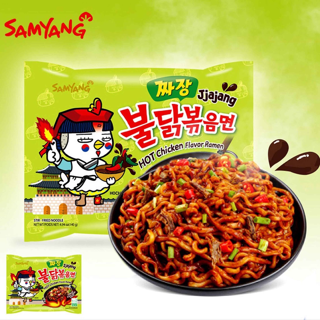 Buldak Ramen Jjajang* Samyang Green* Mi Instan* Ayam Pedas* 140g