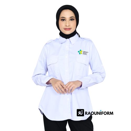 Kemeja Putih Kemenkes/Kemeja Lengan Panjang Kemenkes/Kemeja Putih Kementrian Kesehatan/Kemeja Putih Pria Kemenkes/Kemeja Resmi Kemenkes