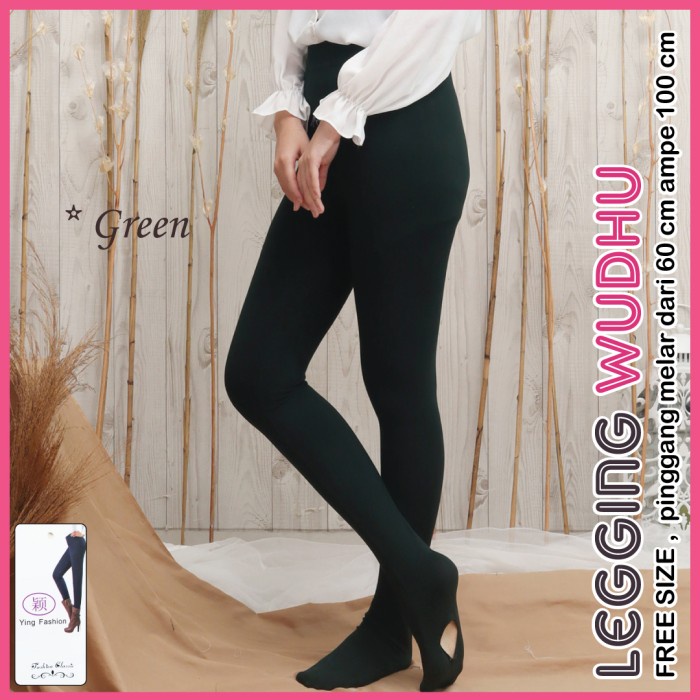 Legging Wudhu Import / Celana Legging Wudhu Premium / Legging Jumbo - Wudhu - Green, All Size (D9H8)
