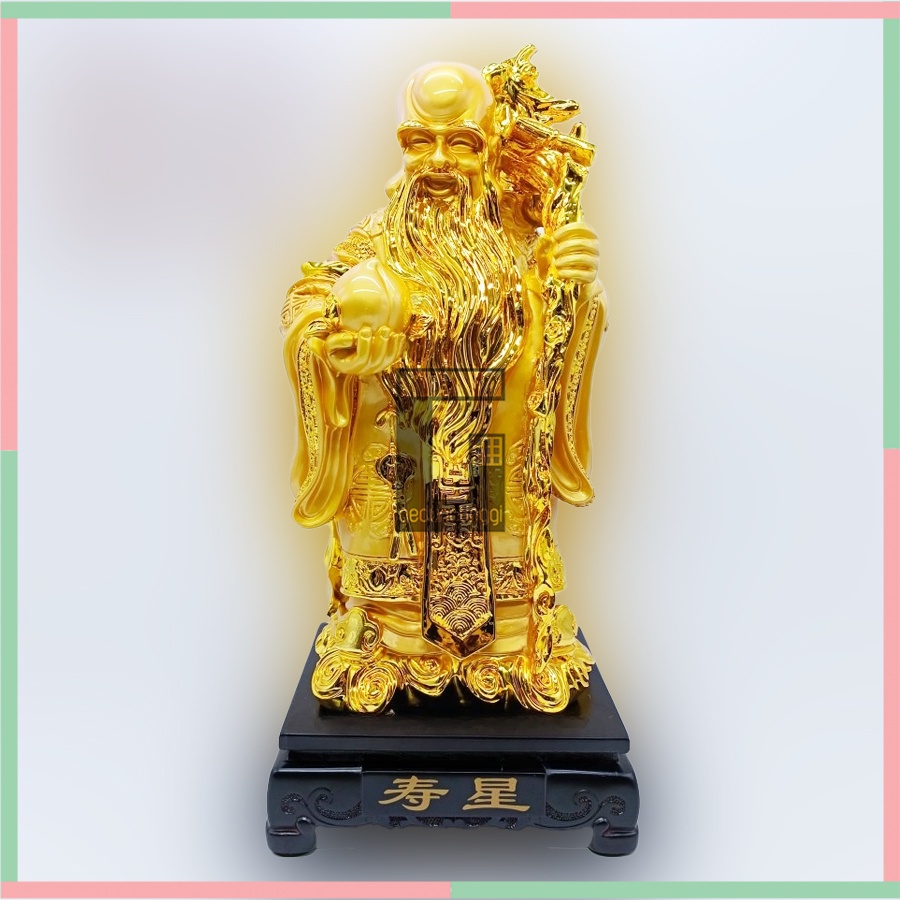 Pajangan Patung Dekorasi Fengshui Puja Suci Dewa Dewi Fulushou Fuk Luk Sau Fu Lu Shou Sanxing Tiga 3 Bintang Hoki Lucky Keberuntungan Rejeki Uang Emas 1 Set Meja Altar Sembahyang Sembayang Budha Buddha 1 Satu Set Ukuran Besar