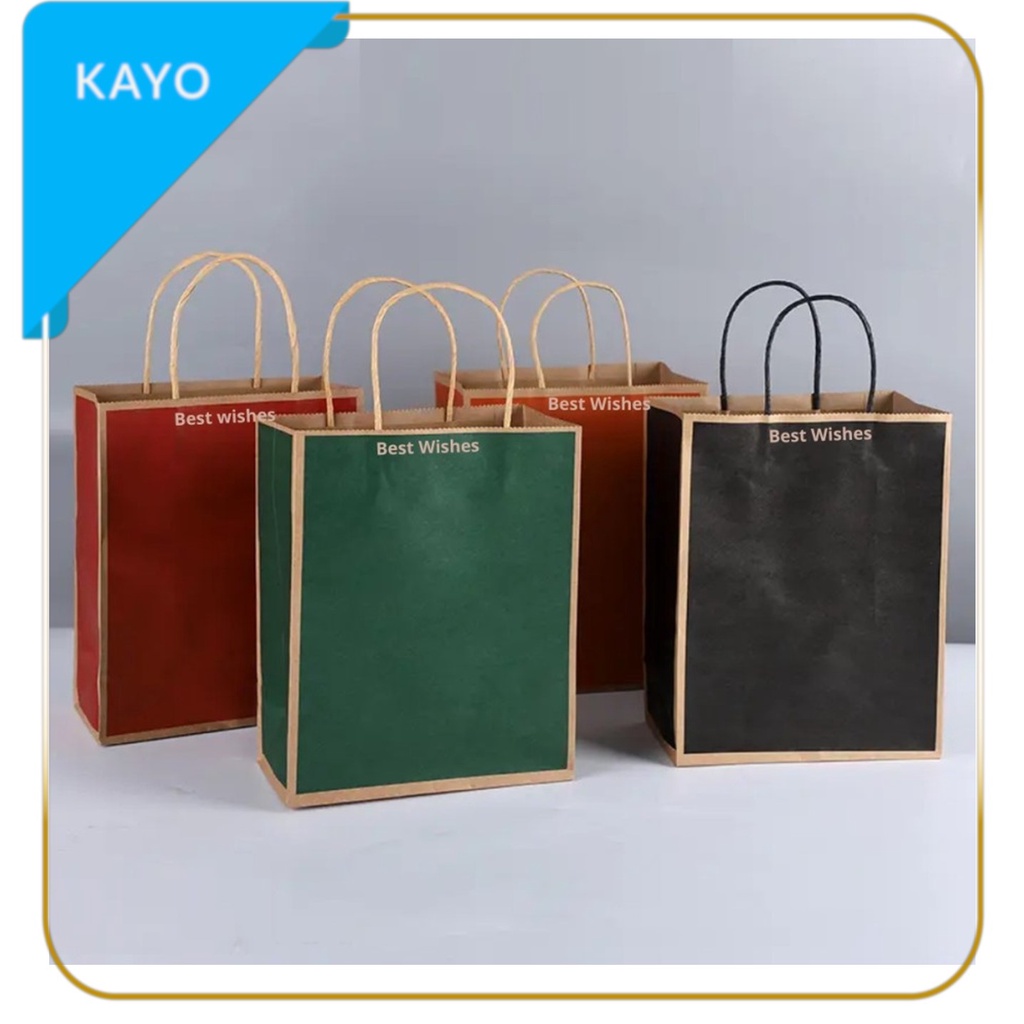 

paper bag warna lis motif tulisan goodie bag kantong souvenir kado hadiah