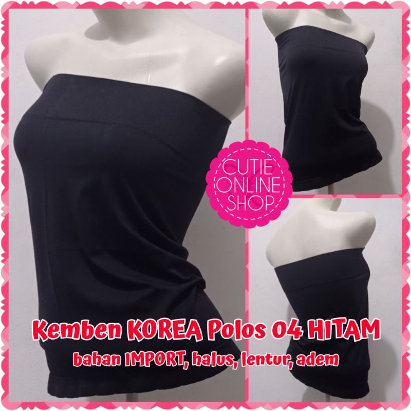 Kemben KOREA Polos 04 HITAM | Pakaian Inner | Dalaman Wanita | Daleman Cewek | Tank Top Tanpa Tali |