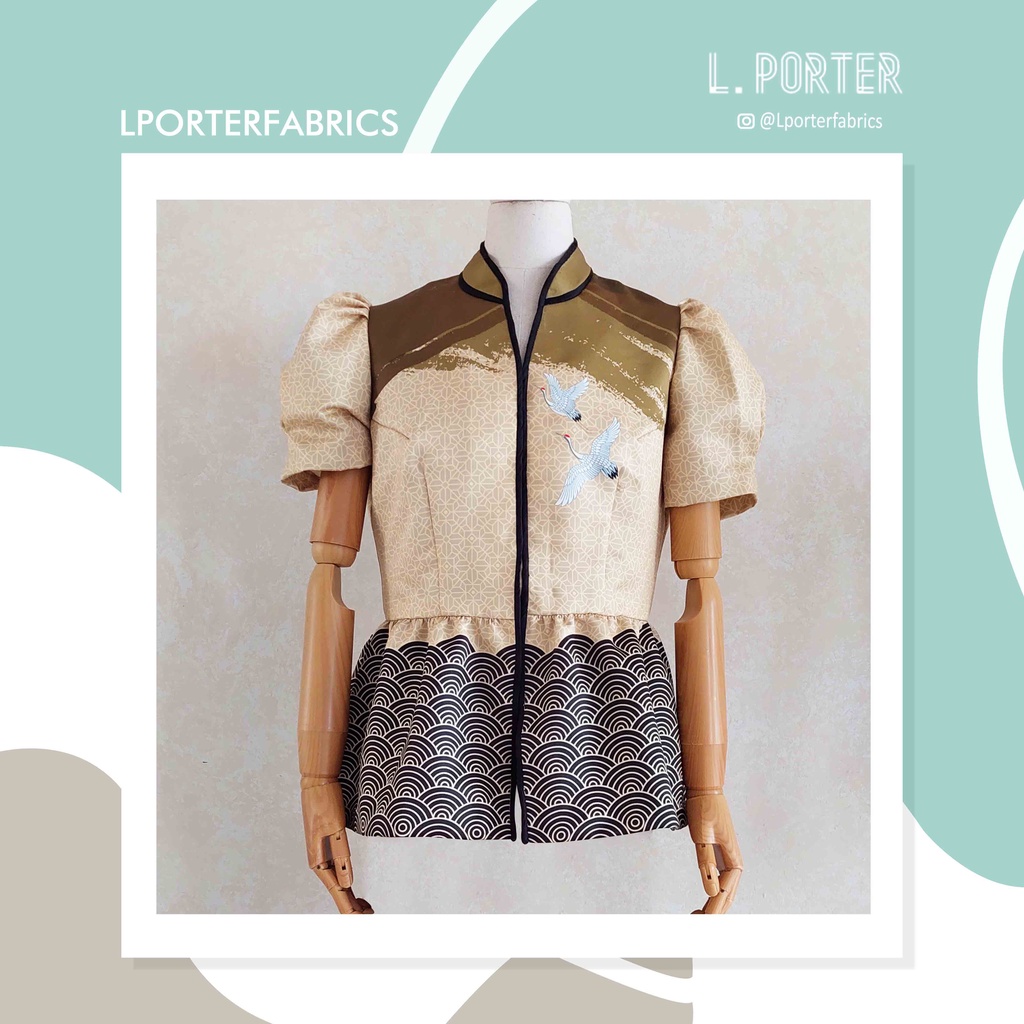 Atasan wanita motif Legend Gold dengan bahan Thick slik sateen/Atasan Chinoiseries/atasan oriental/a