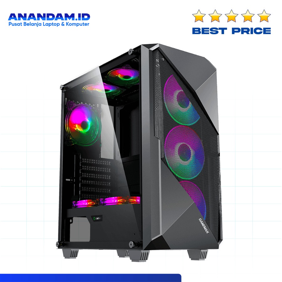 Casing Gamemax Revolt ATX with 3 Fan ARGB Gaming PC Case