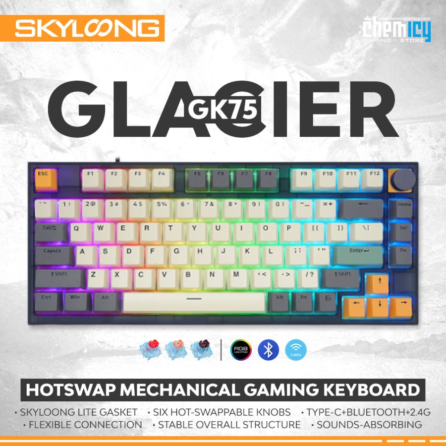 Skyloong GK75 Glacier Ti Gray Hotswap Mechanical Gaming Keyboard