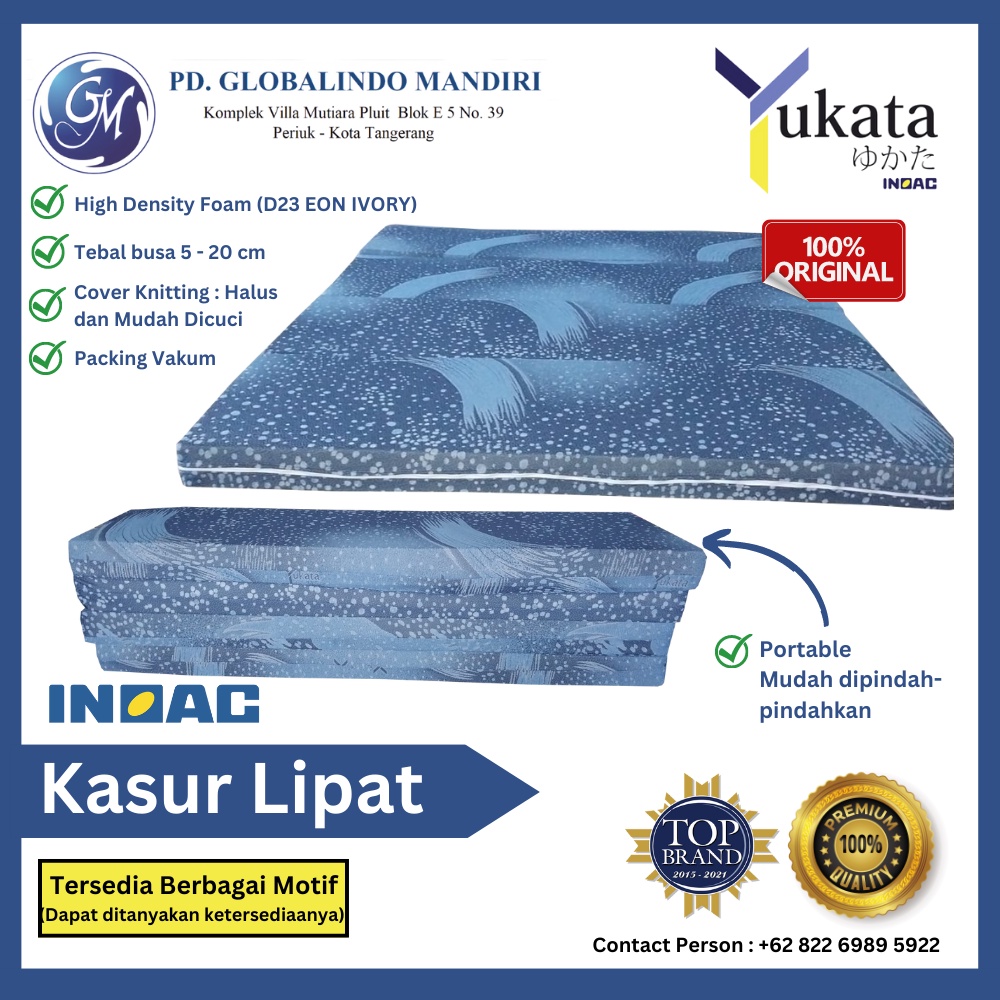 KASUR LIPAT YUKATA CUSTOM BERGARANSI COVER RESMI ORIGINAL Tebal 5 cm|90x200x5, 120x200x5, 160x200x5,