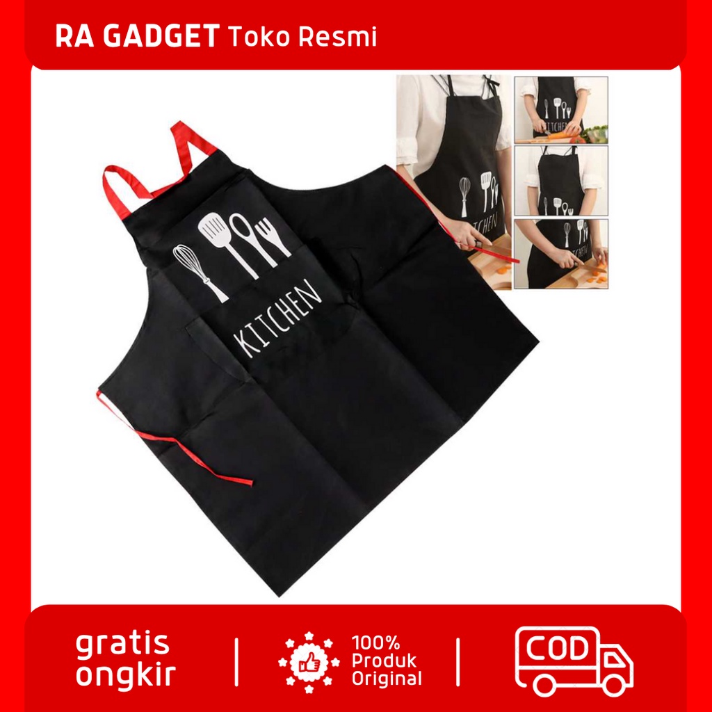 Celemek Apron Dapur Pria Wanit Model Kantung / Apron Masak Dapur Barista Cafe Chef Pria Wanita Kain 