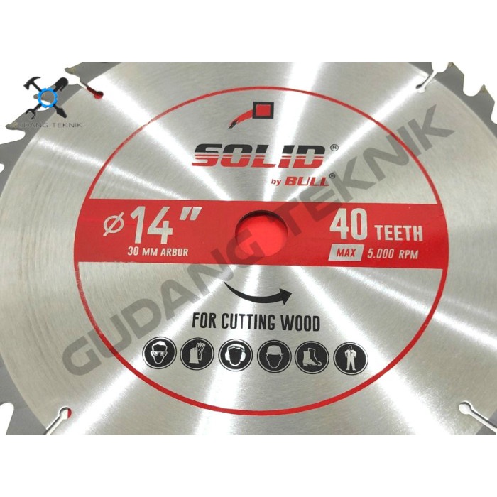 (SILVER) Mata Pisau Kayu Gergaji Circular Saw TCT TIPIS 30mm SILVER 14&quot; 40T SOLID / Circular Saw Blade 14&quot; x 40T Mata Gergaji Circle 14 Inch SOLID